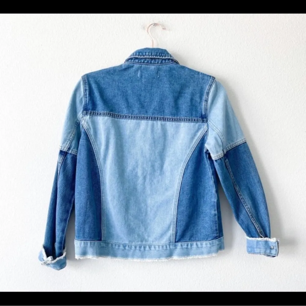Block Patchwork Denim Jacket Size Medium Vintage Pacsun Work Once TTS - Image 2