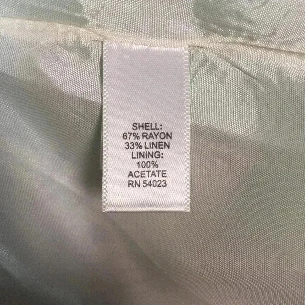 Banana Republic White Green Paisley Dipped Pencil Skirt Linen Size 0P Petite - Image 4