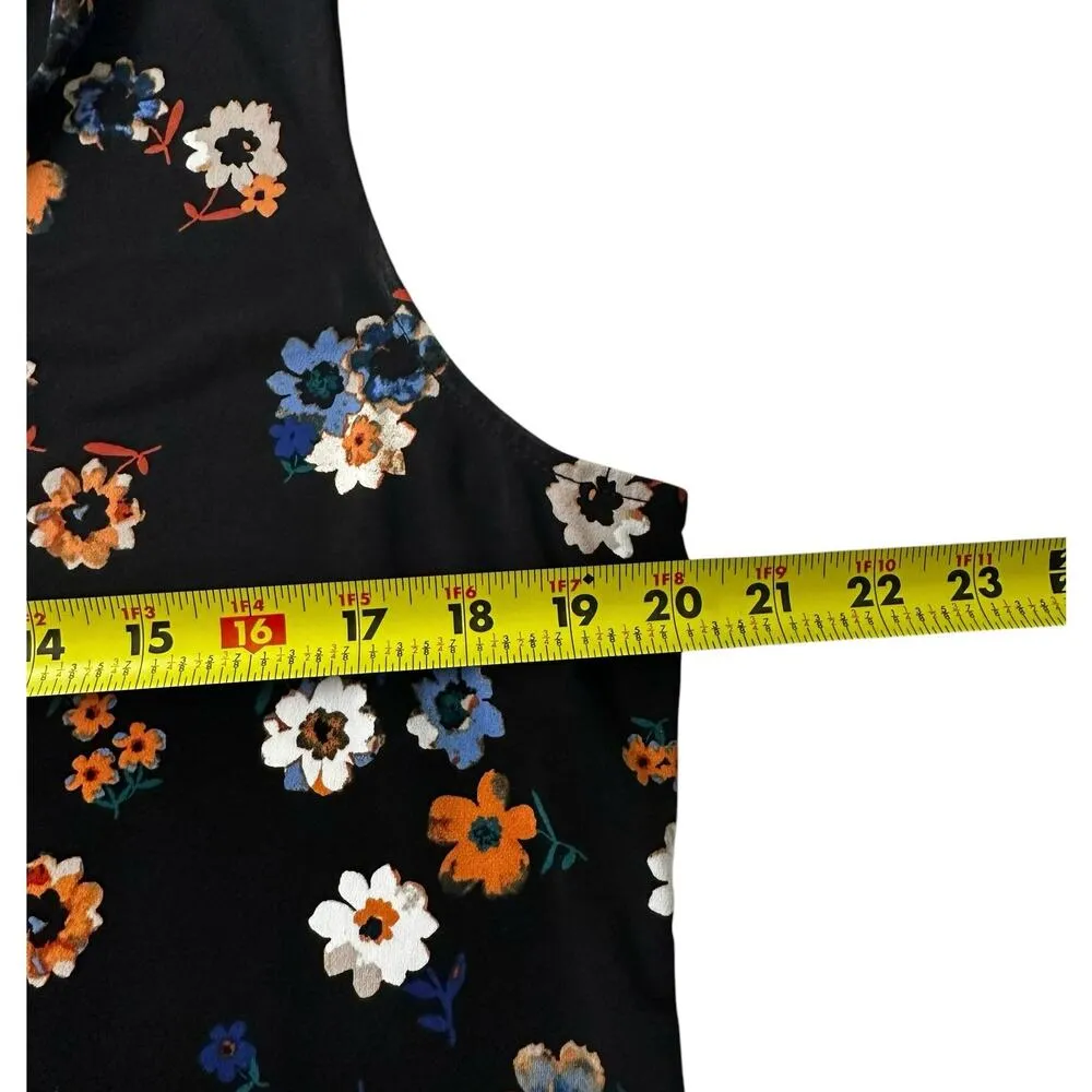 Calvin Klein Black Multicolor Floral Stretch Shirt Women Petite Sz Large | 54-42 - Image 7