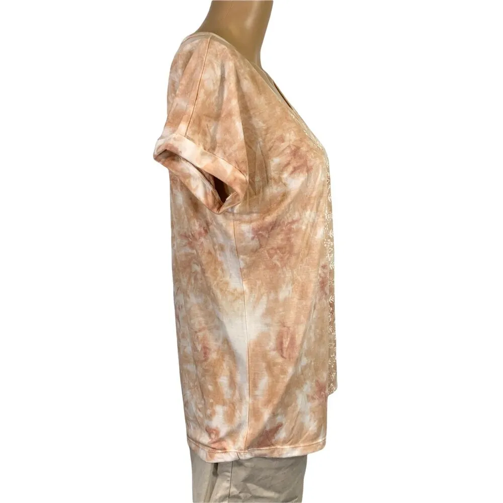 Style and Co Womens T Shirt Top Tie Dye Capped Sleeve Pullover Lightweight Small - Image 4