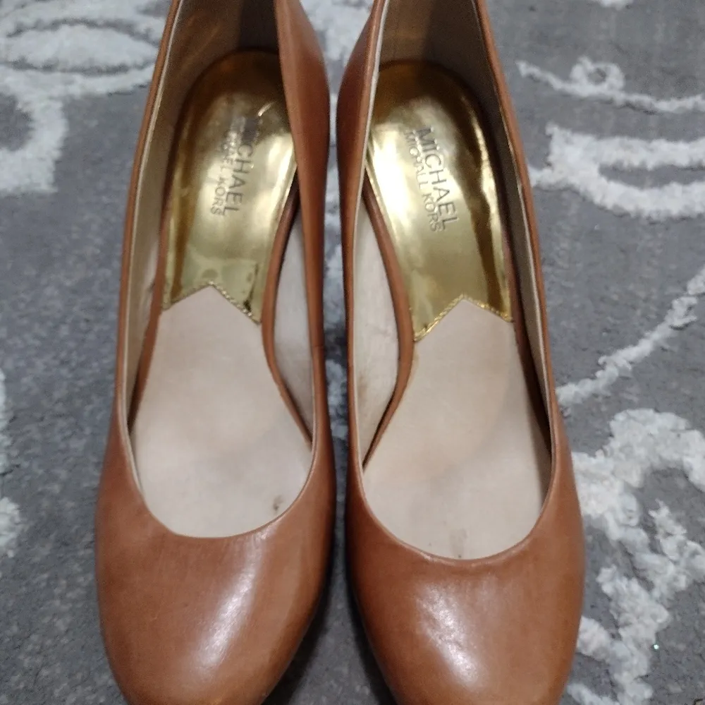 Michael Kors Brown Leather Platform Heels - Image 5