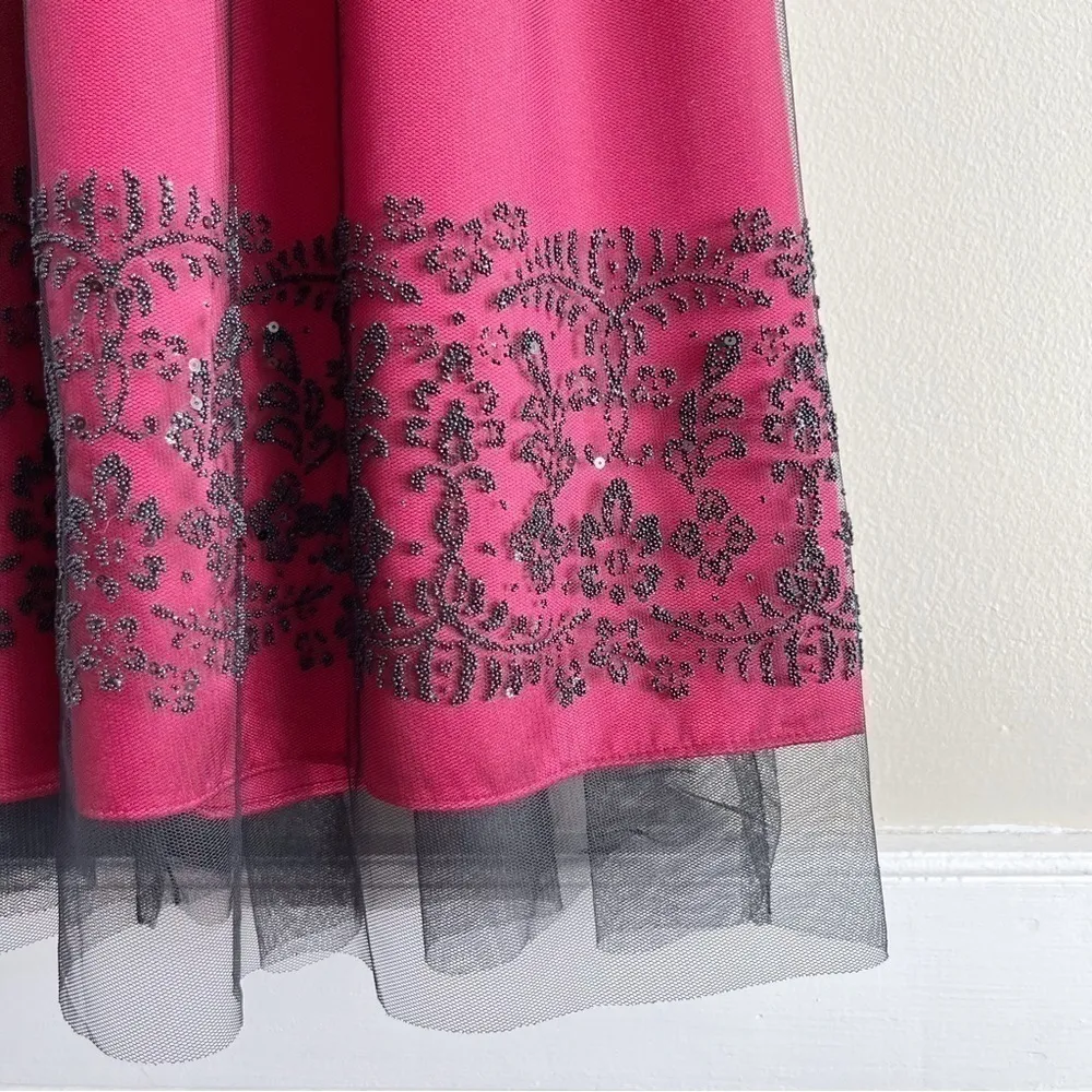 Morgan & Co Junior Fit & Flare Satin Prom Dress in Red Black, Size‎ 7/8 (Medium) Size undefined - Image 6