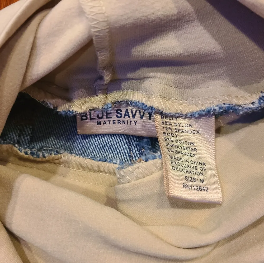 Blue Savvy Maternity Distressed Denim Jeans Size Medium - Image 7