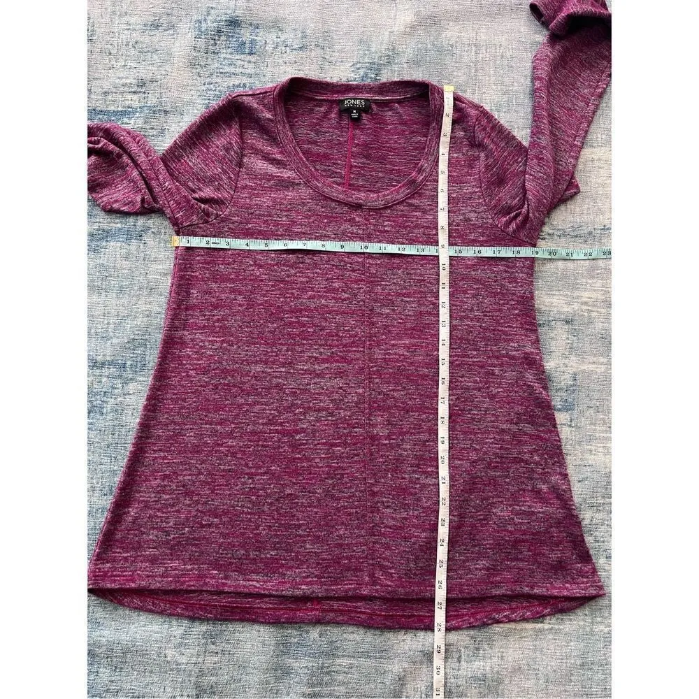 Jones New York Heathered Fuchsia Gray Long Sleeve Top Women's Medium - Image 5