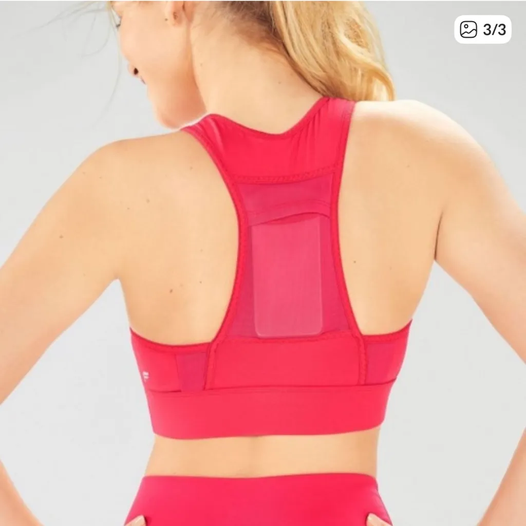 Fabletics Mila Medium Impact Vibrant Pink Sports Bra - Image 2