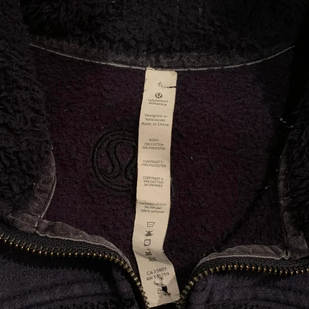 ​Lululemon Vintage Scuba Hoodie Navy Blue Sherpa Lined Full Zip 6 Coastal Rare - Image 8