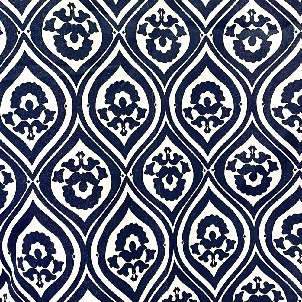 Boden Printed Crop Pants Size US 12 Geo Cascade Navy High Rise Wide Leg Trousers Blue - Image 9