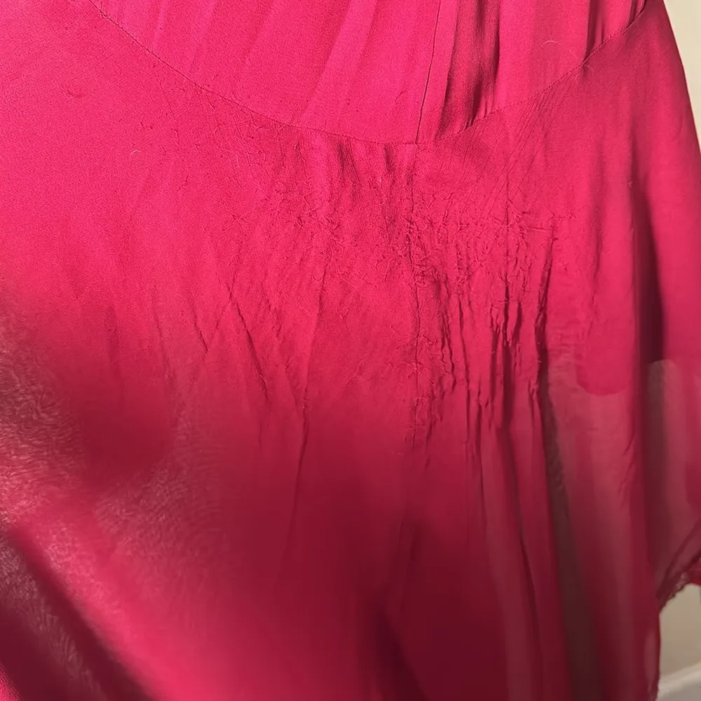 NWT ALICE + OLIVIA
Mariana Silk High-Low Ruffle Dress ** has flaw - size 2 - Image 14