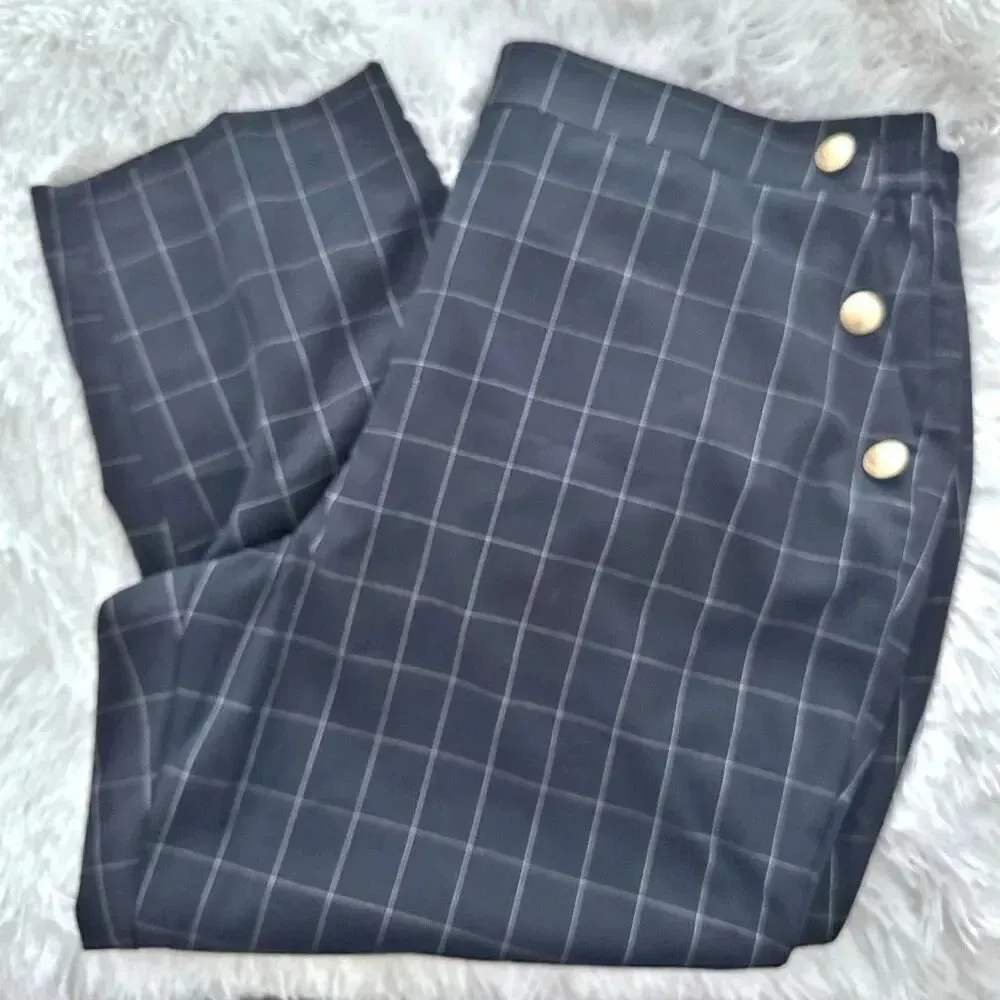 LANE BRYANT | Plus Perfect Drape Relaxed Ankle Pant Navy Windowpane Plaid | 26 - Image 7