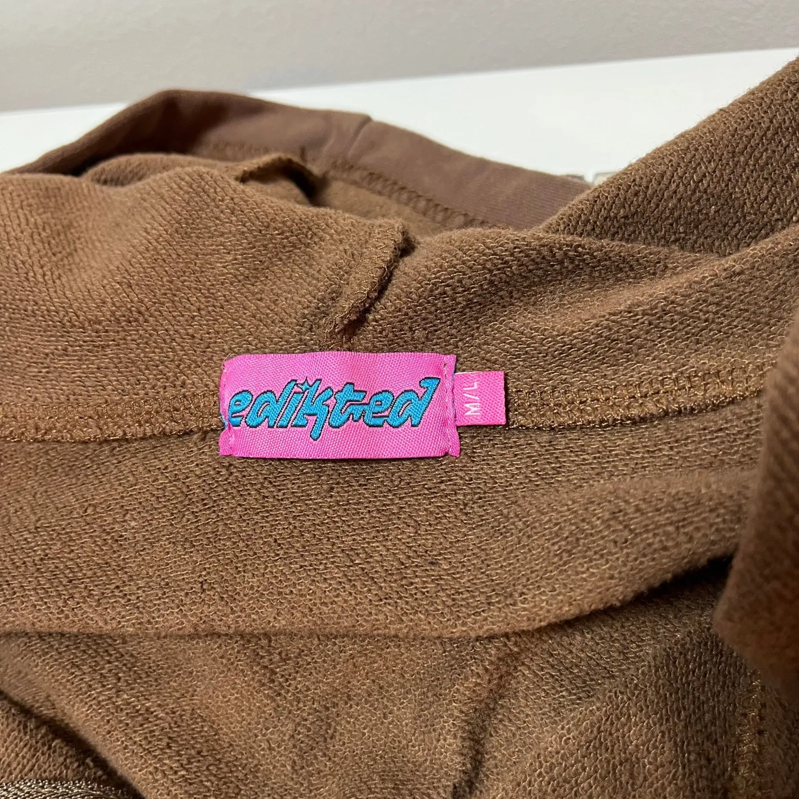 Edikted Oversized Hoodie New York Brown Full Zip Up Sweatshirt Size Medium Large - Image 5