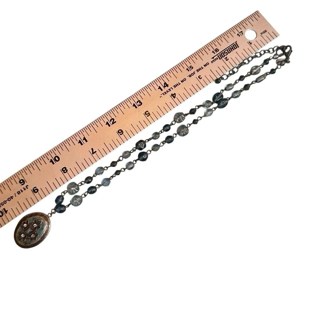 Worthington Blue Beaded Locket Necklace with Ornate Pendant - Image 7