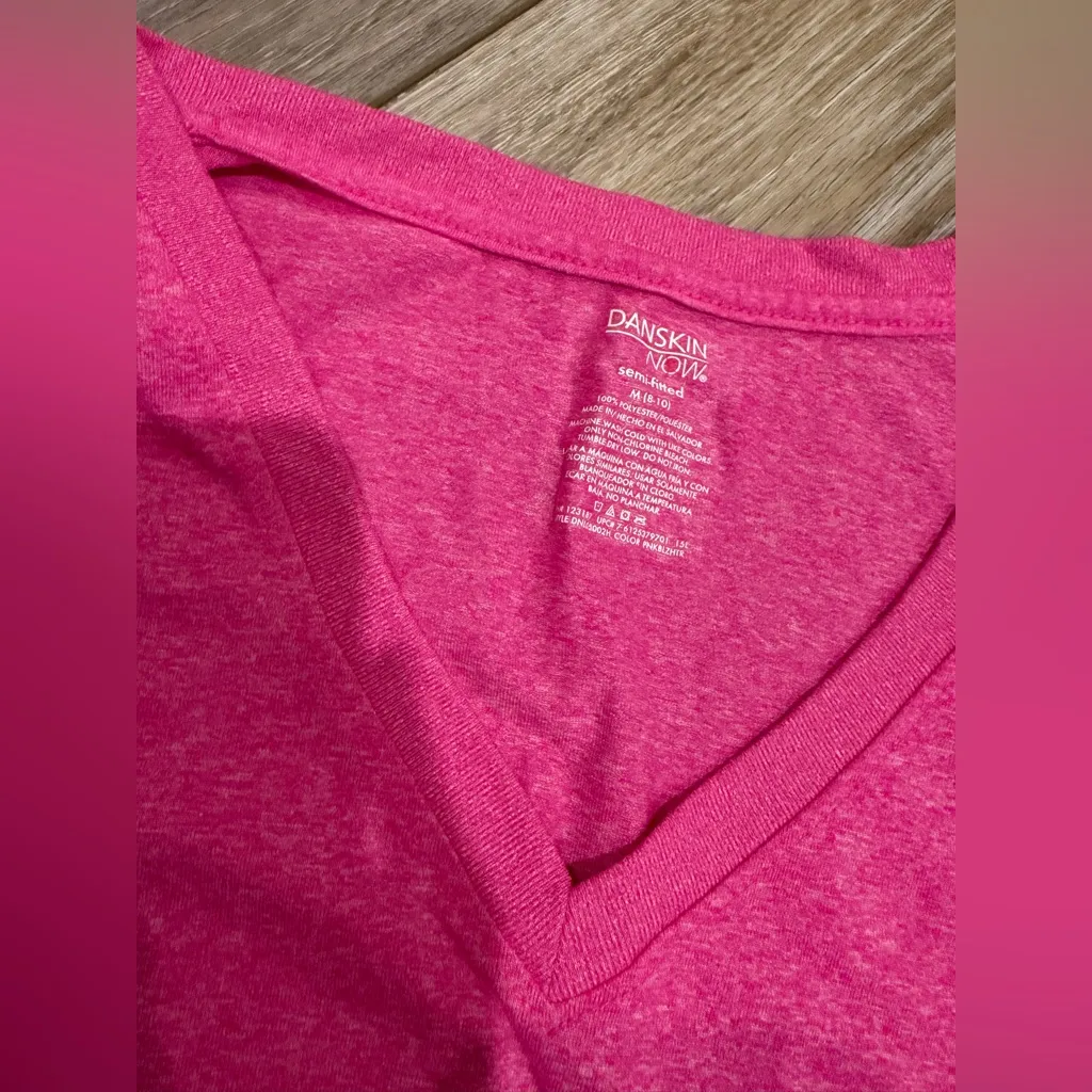 Pink Danskin V-Neck Short Sleeve Athletic Top - Image 2