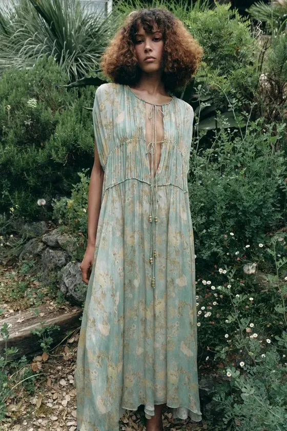 Zara Blue Floral Maxi Dress bohemian boho floral printed flowy  - Image 14