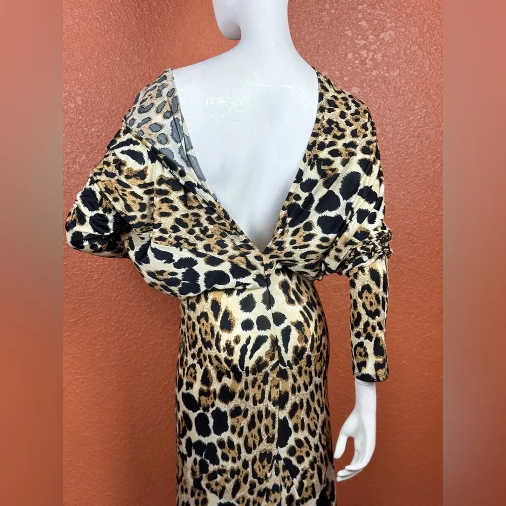 Va Va Voom leopard animal print LONG maxi dress Size Medium Large. E92 Black - Image 12