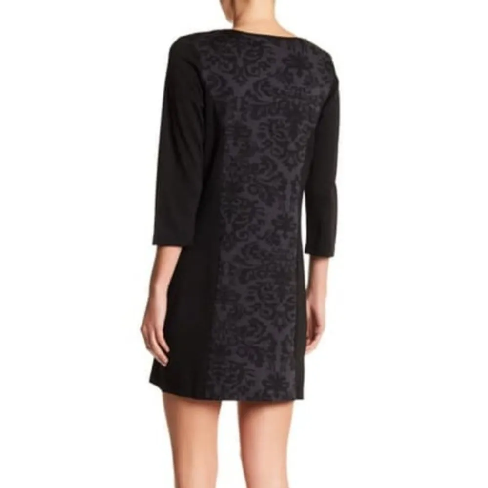 NWT! Papillon Damask Print 3/4 Sleeve Sweater Dress Black Size M - Image 2
