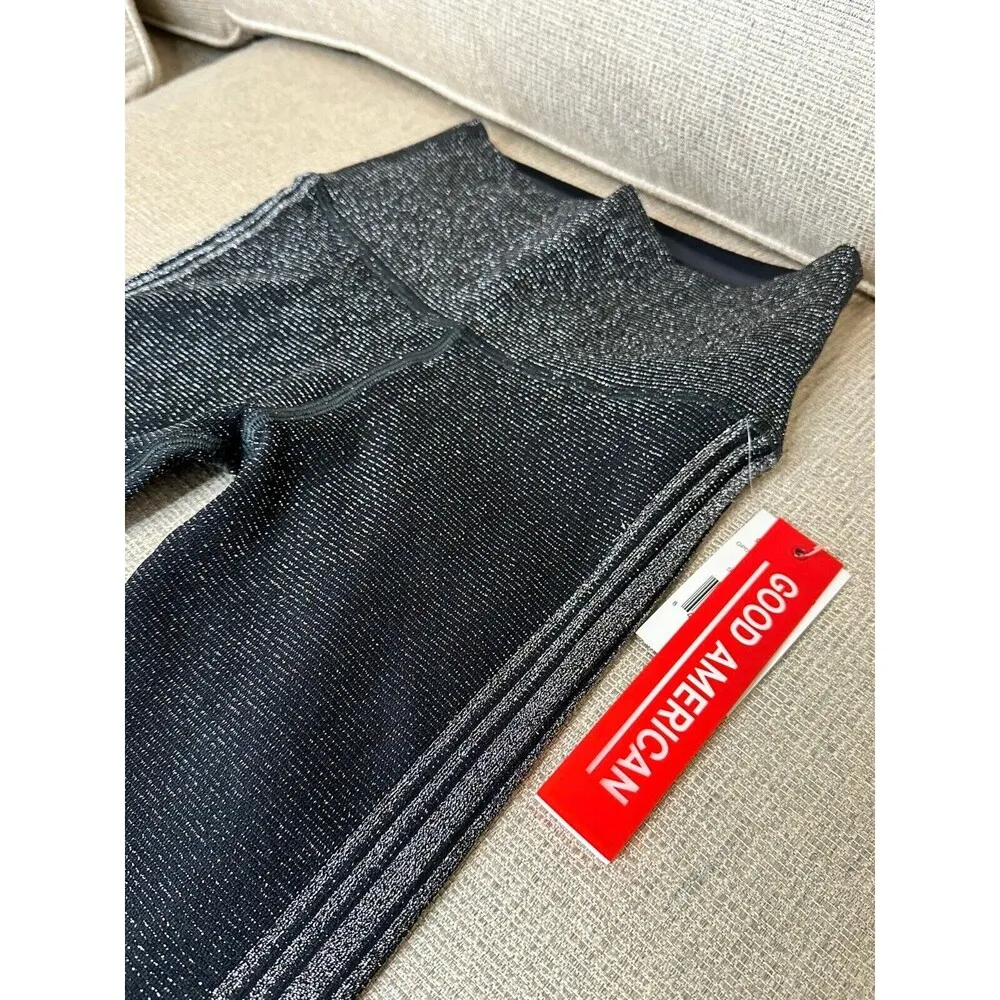 Legging Seamless Striped Metallic Black Silicone Gripper Waist 00 - Image 3