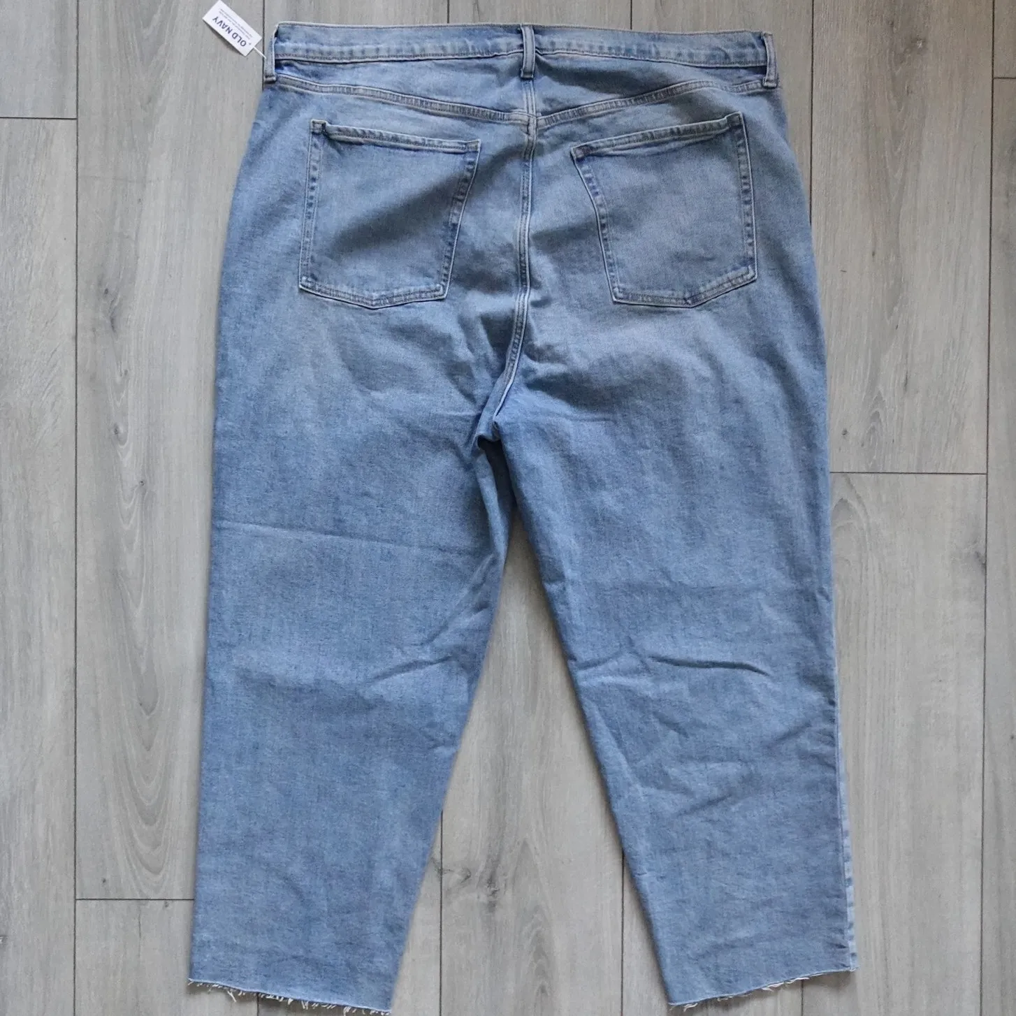 Old Navy High-Rise Button-Fly Sky-Hi Straight Raw-Hem Blue Jeans New size 24 - Image 5