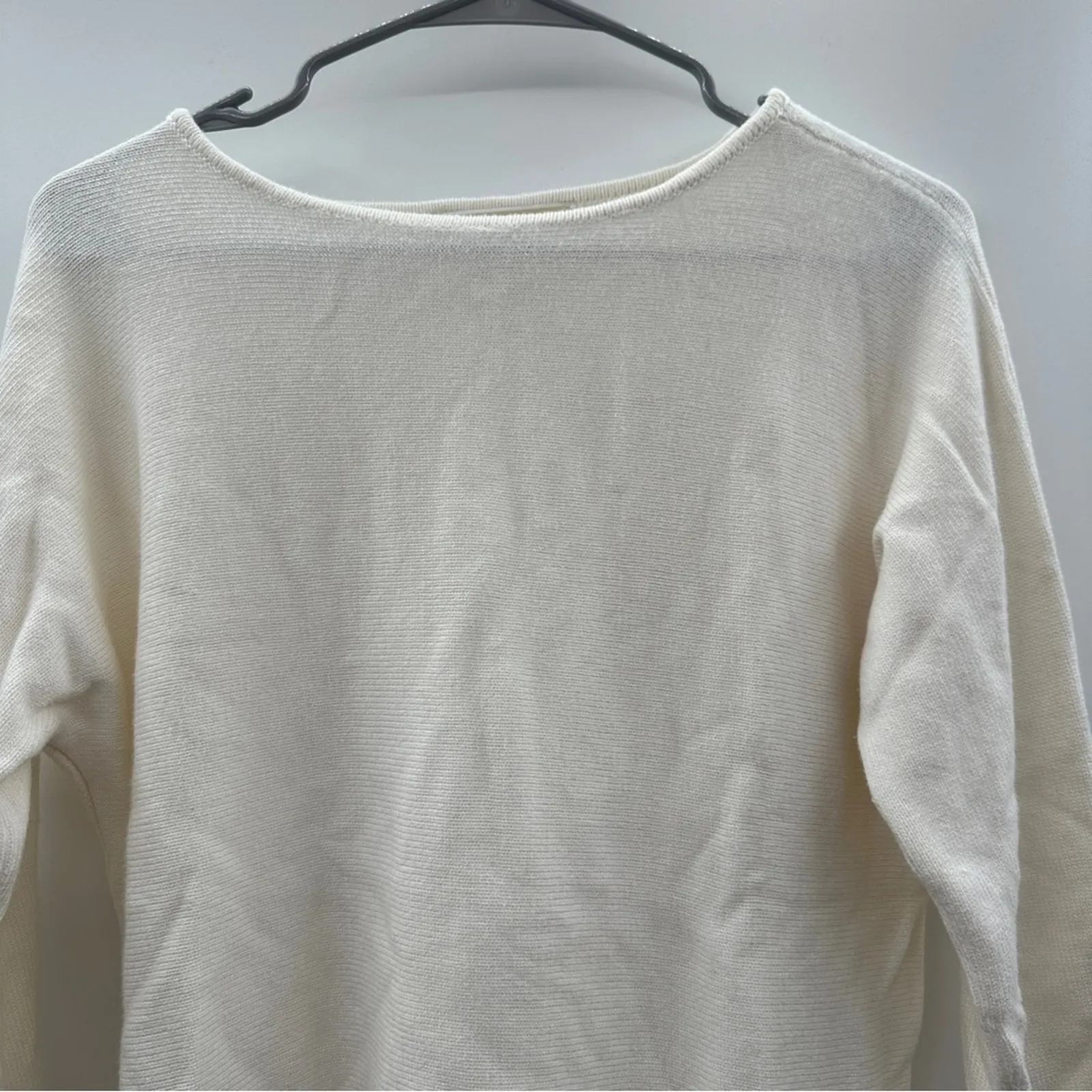 Michael‎ Kors Off White Cream Knit Shark Bite 3/4 Sleeve Pullover Sweater Sz M Size M - Image 2