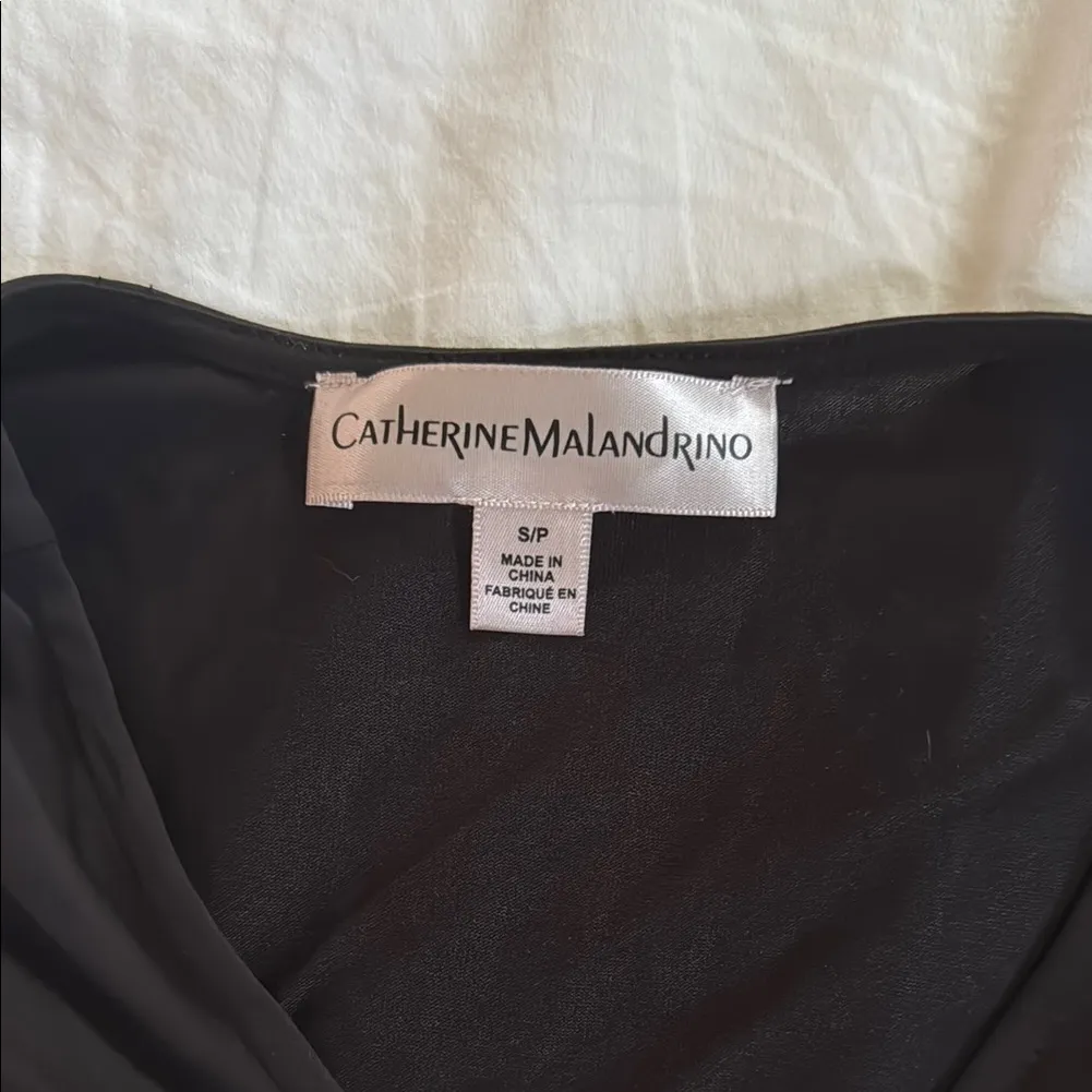 Catherine Malandrino Black Short Sleeve Tie Front Blouse - Image 2