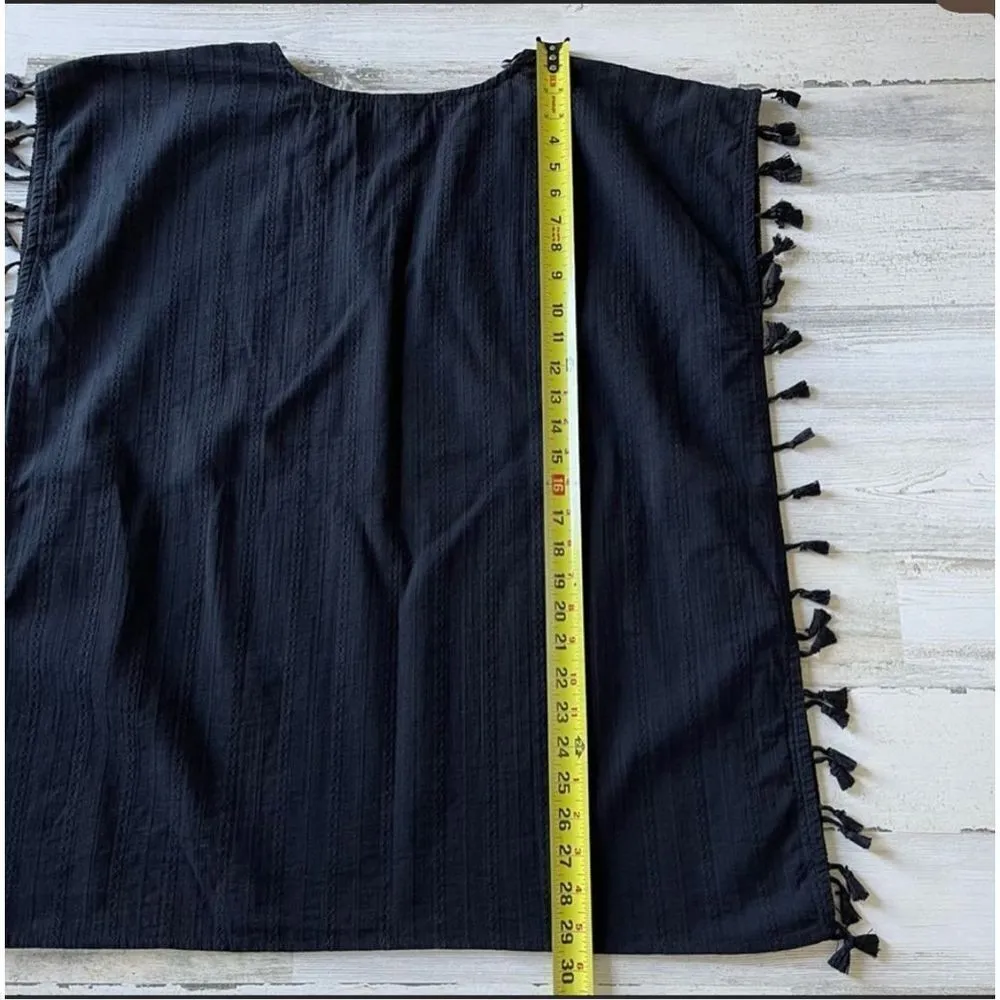 Cover 2 Cover oversized beachy boxy minimalist vneck shirt top blouse Black - Image 8