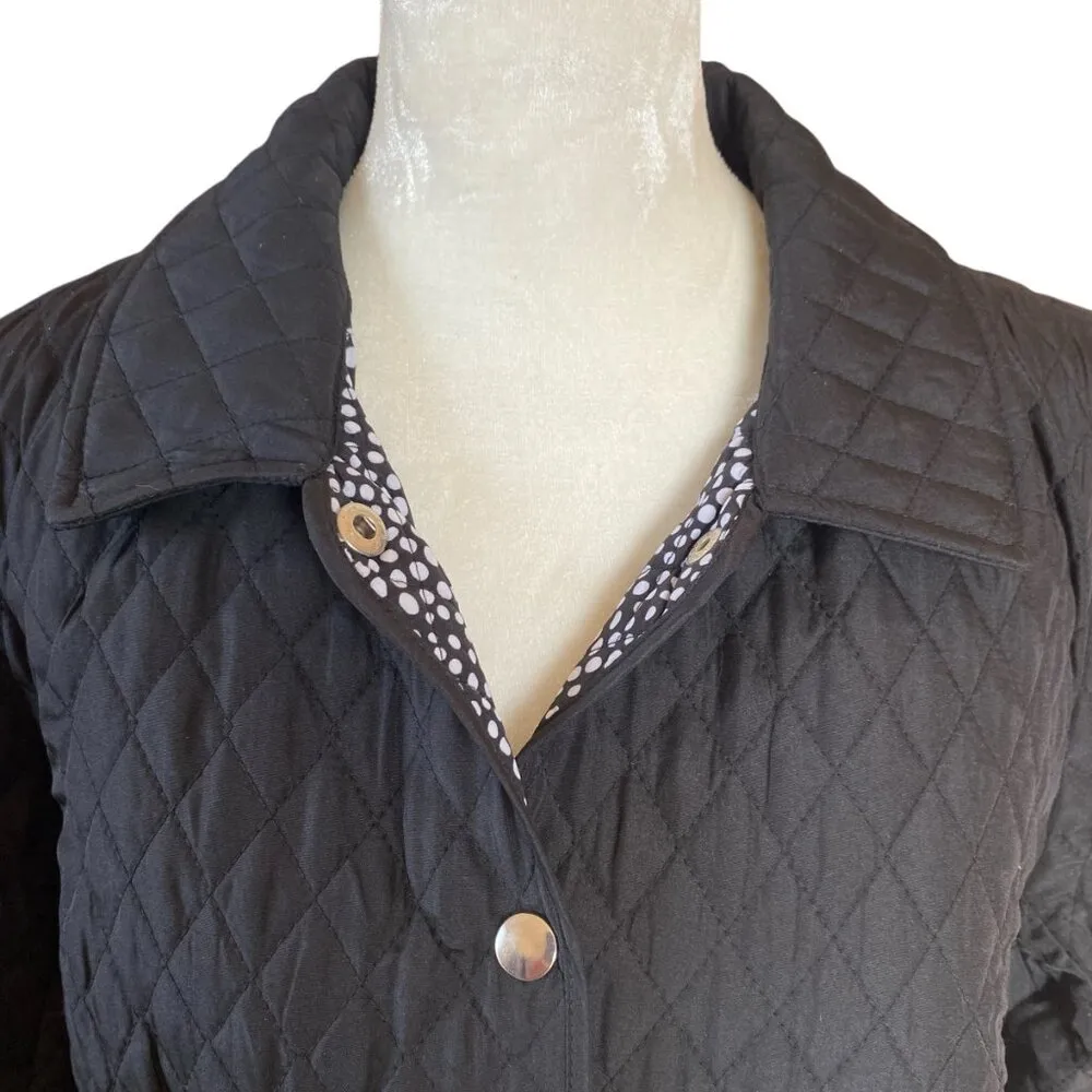 women's M black quilted long sleeve collared snap front jacket - Image 5