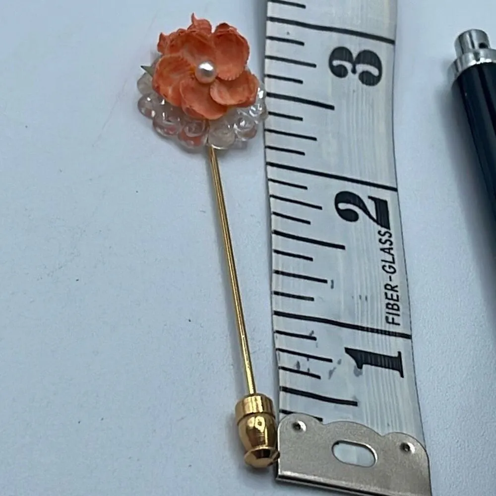 Vintage floral shell sticker pin lapel hat pin Orange - Image 7