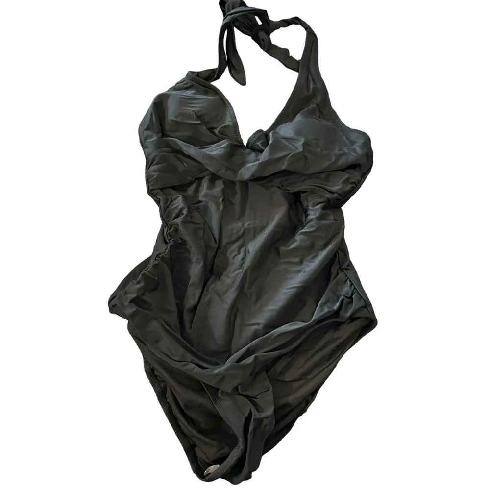 SUUKSESS Women Sexy Tummy Control One Piece Swimsuits Halter Push Up Black - Image 2