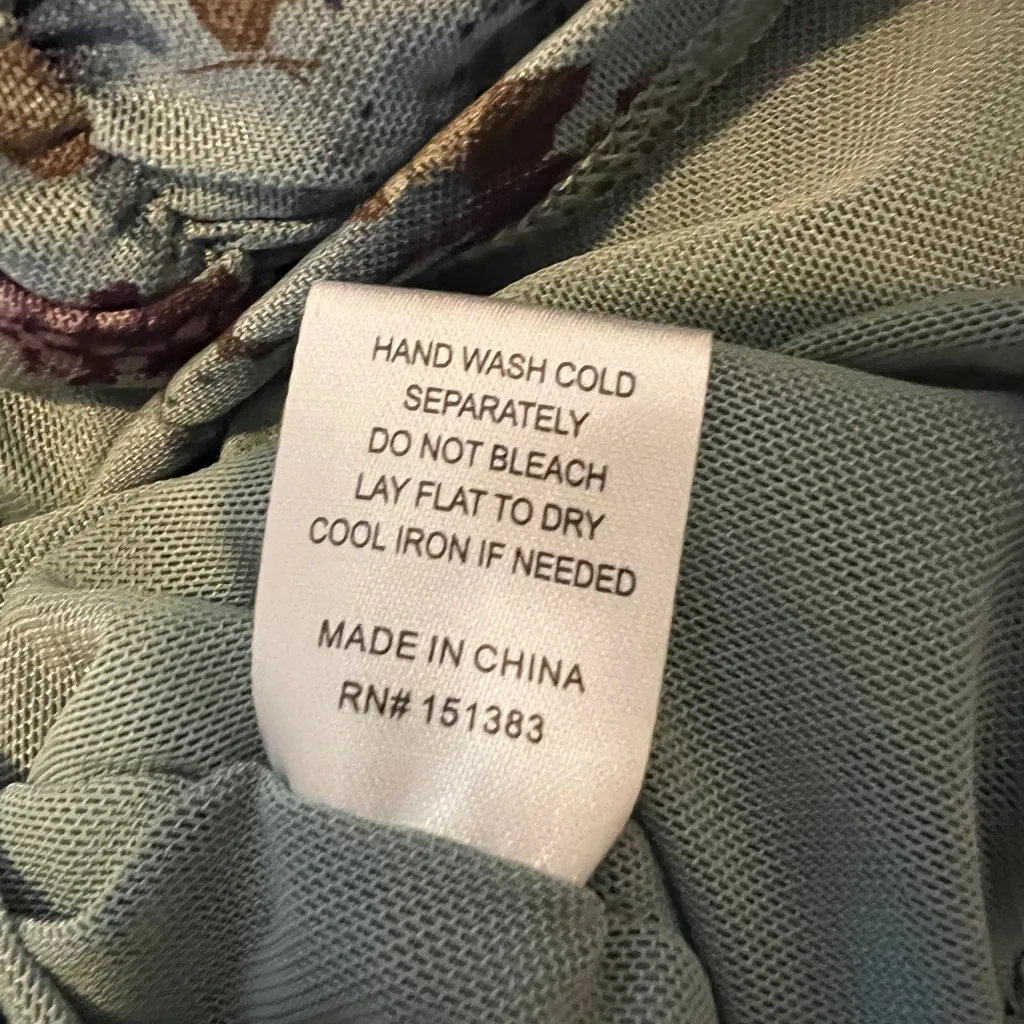 Anthropologie Current Air Women's Floral Ruched Long‎ Sleeved Mesh Blouse Small - Image 6