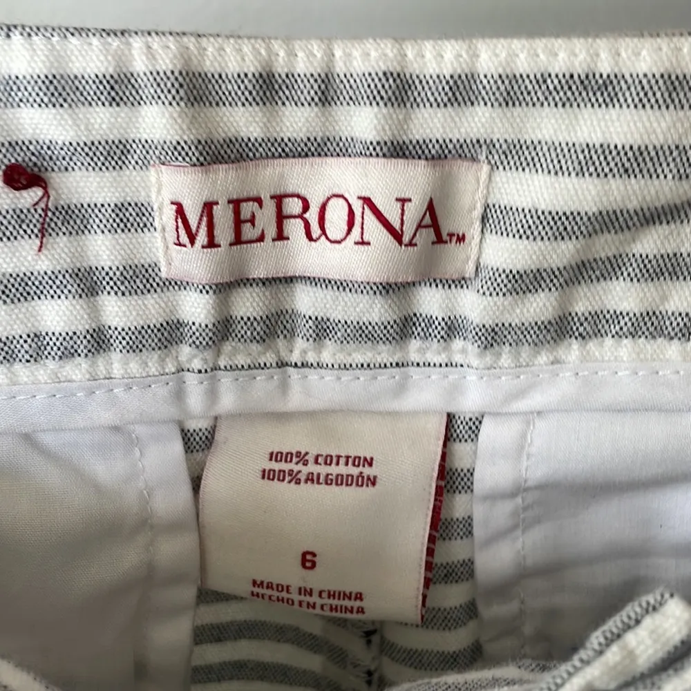 Merona Gray White Striped High Waist Wide Leg Sailor Pant Size 6 - Image 4