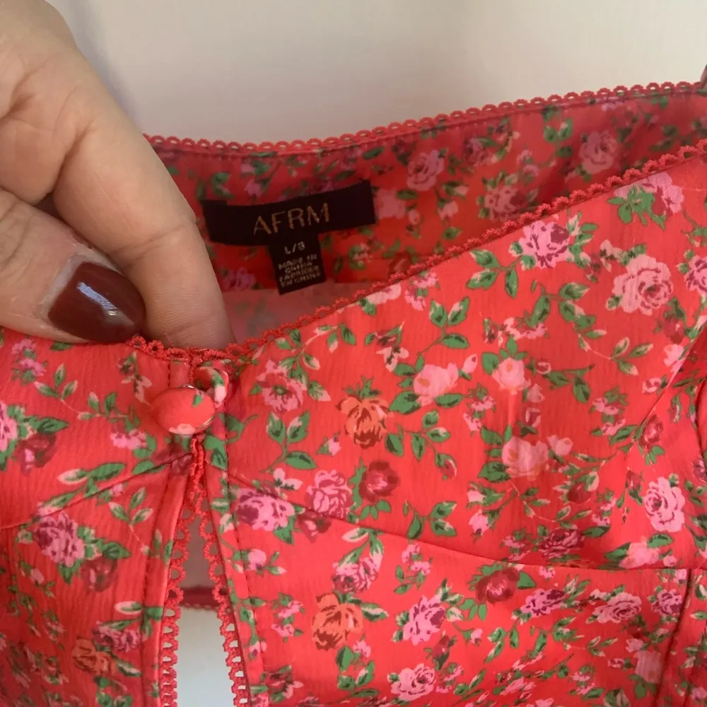 AFRM Revolve Bloomingdales Nordstrom Pink Floral Midi Skirt and Crop Top M/L Size M - Image 4