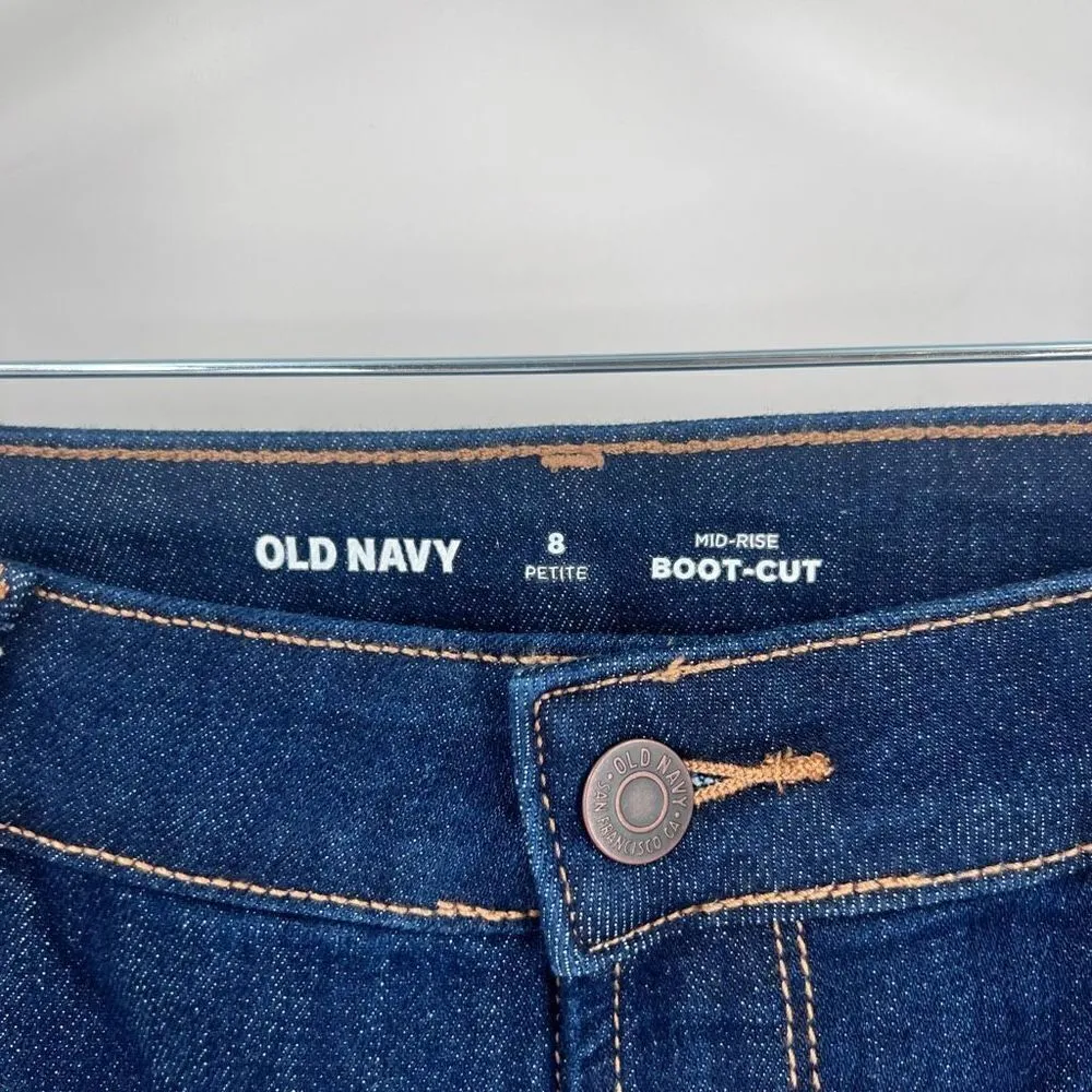 Old Navy Women's Mid Rise‎ Boot Cut Jeans Dark Blue Denim Wash Petite Size 8 NWT - Image 3