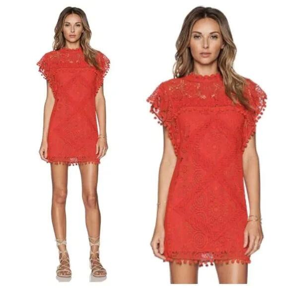 Tularosa Clayton Red Crochet Lace Mini Dress Size XS - Image 2