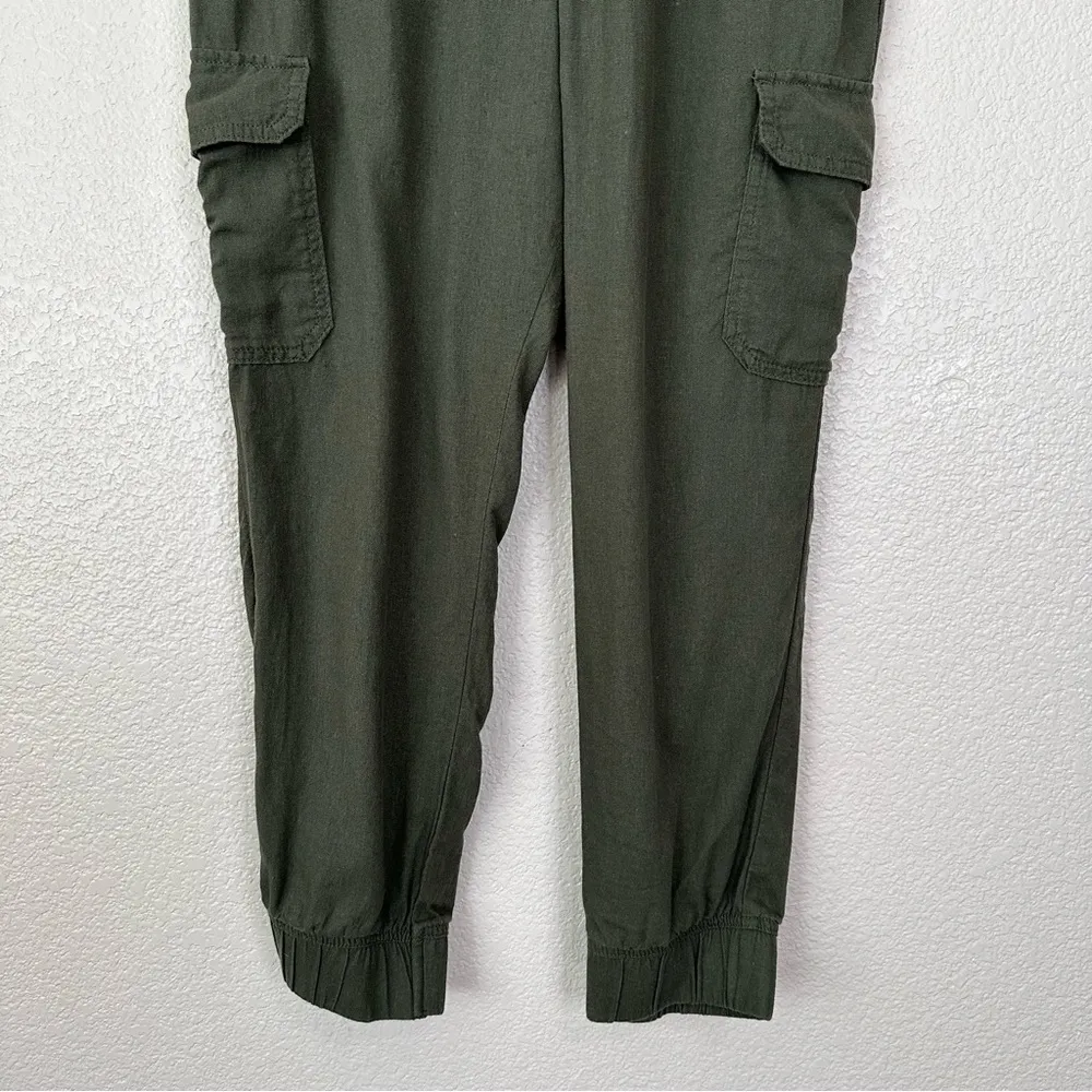 St. John's Bay Linen Blend Army Green Women's Jogger Pants, Sz Large - Image 4