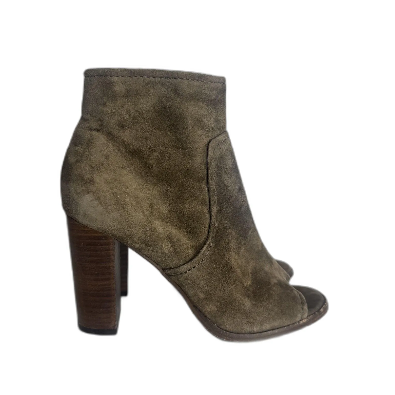 Frye Boots Womens Size 8 M Taupe Suede Peep Toe ankle Booties Stacked Heel - Image 5