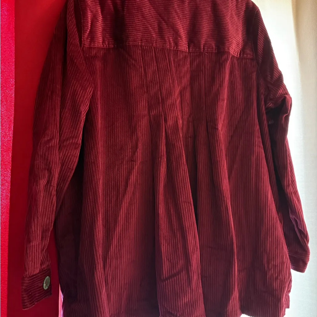 Woman Within Deep Red Corduroy Utility Jacket - Image 3