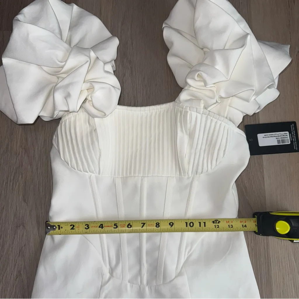 PrettyLittleThing White Corset Bodycon Bridal Dress - Size 6 - Image 5