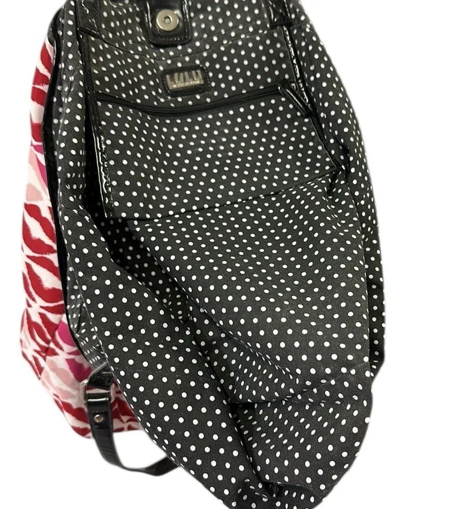 LULU Guinness with Red Pink Lips Kisses Tote Bag Shoulder Bag 14 x 13 x 5.5 inch - Image 8