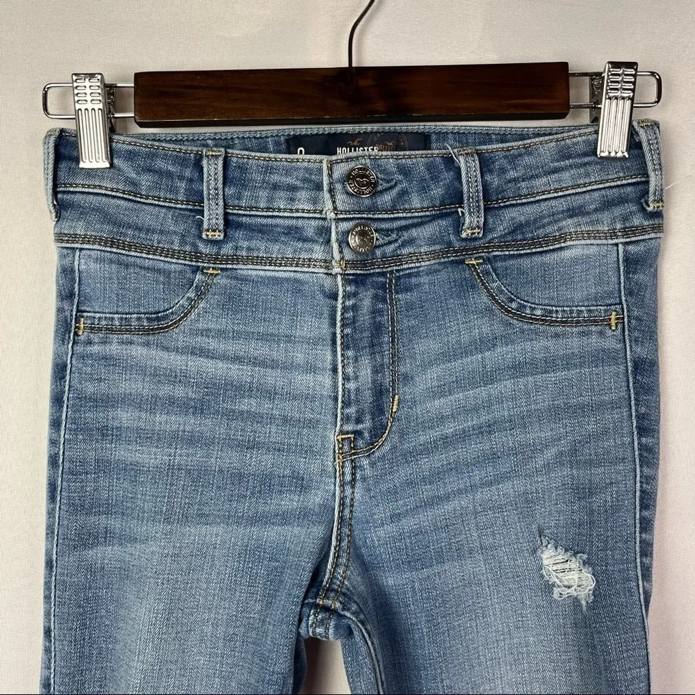 Hollister High Rise Medium Wash Distressed Jean Jegging Skinny Jeans 0 - Image 4