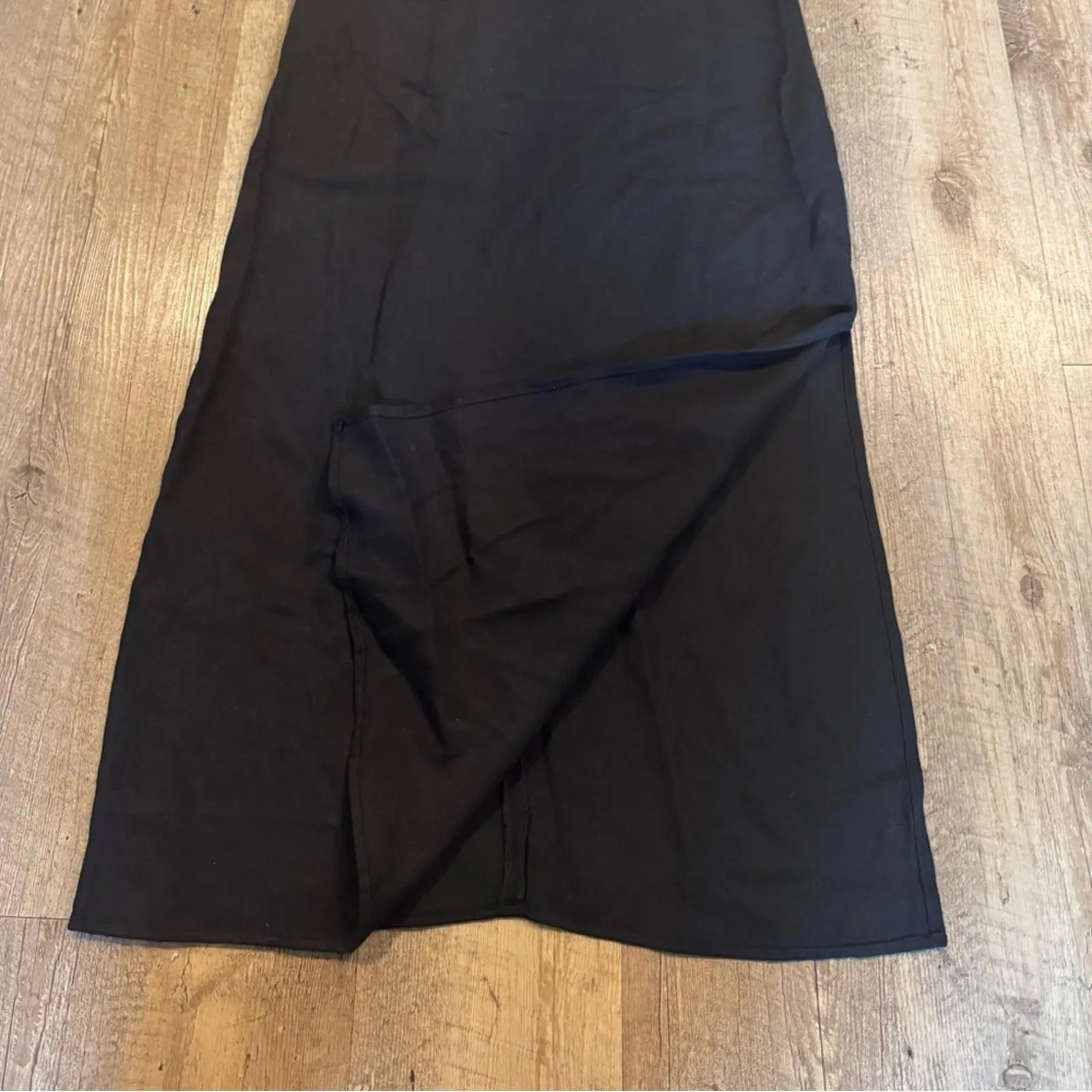 By Anthropologie Slim Linen Midi Dress Black Womens 2 - Image 5