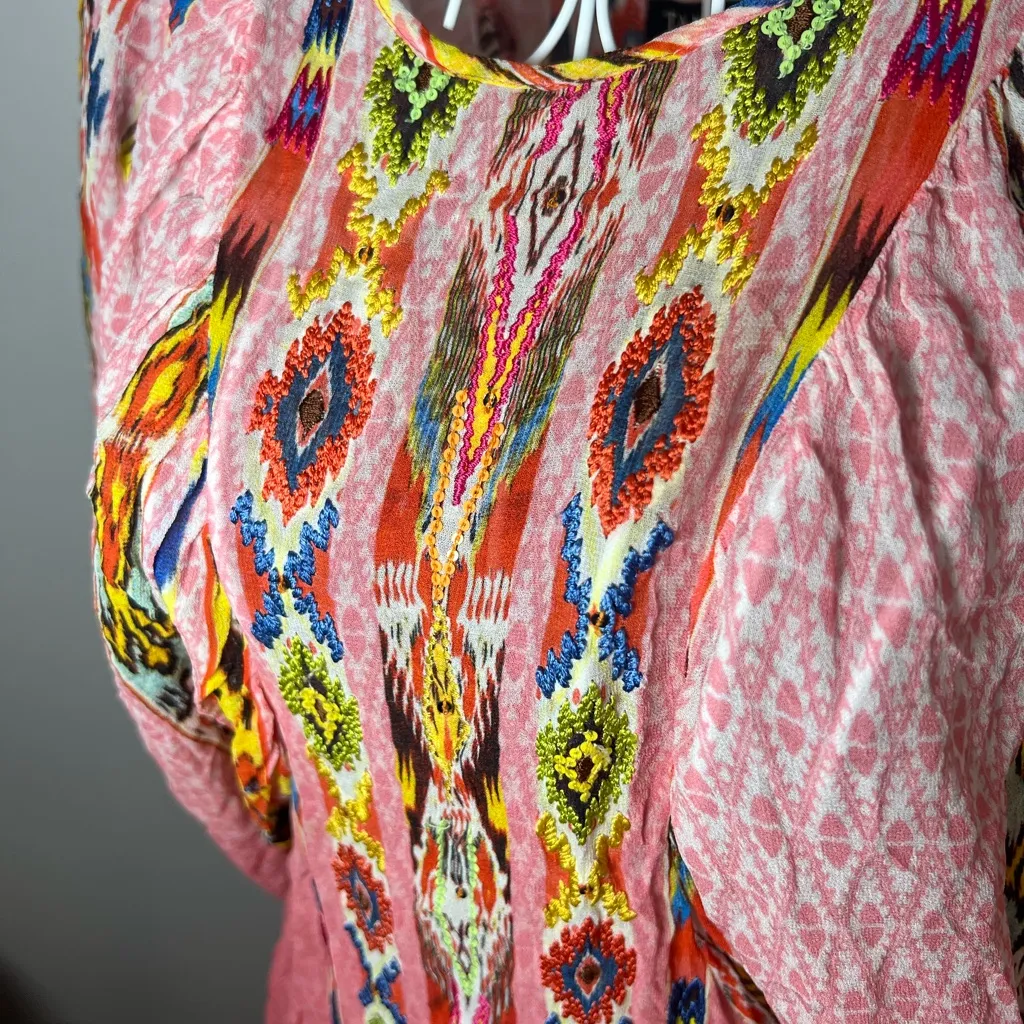 Tanvi Kedia Anthropologie S Shivali Top Embroidered Beaded Dolman Sleeve Boho - Image 3