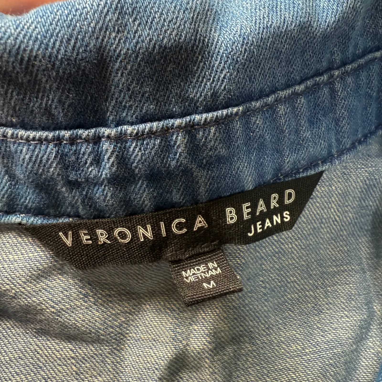 Veronica Beard Jeans Denim Romper Zip Up Long Sleeve Belted Size M Blue Size M - Image 3