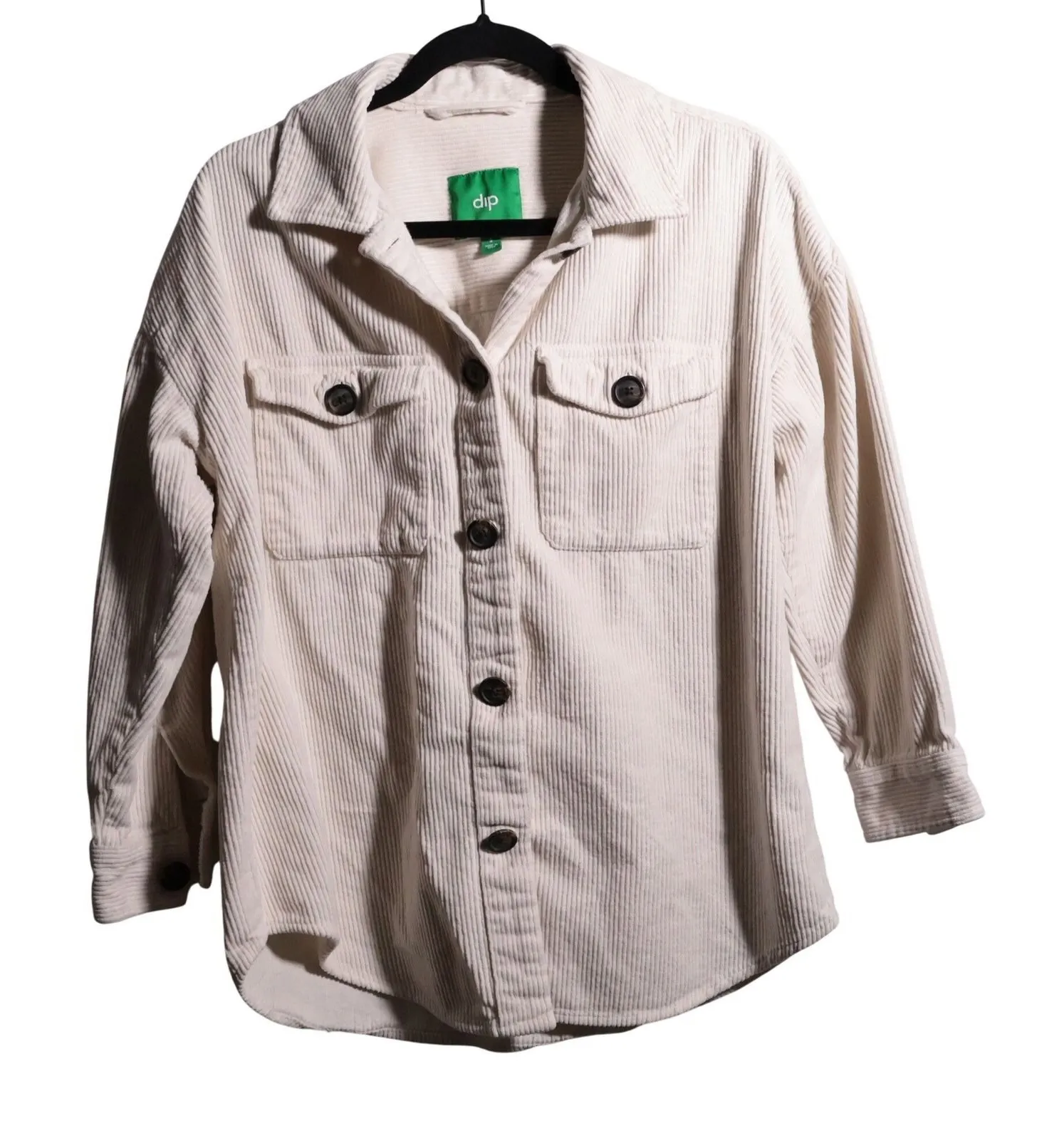 DIP Cream Corduroy Oversized Shacket Shirt Jacket Womens S Preppy Neutral Casual - Image 1