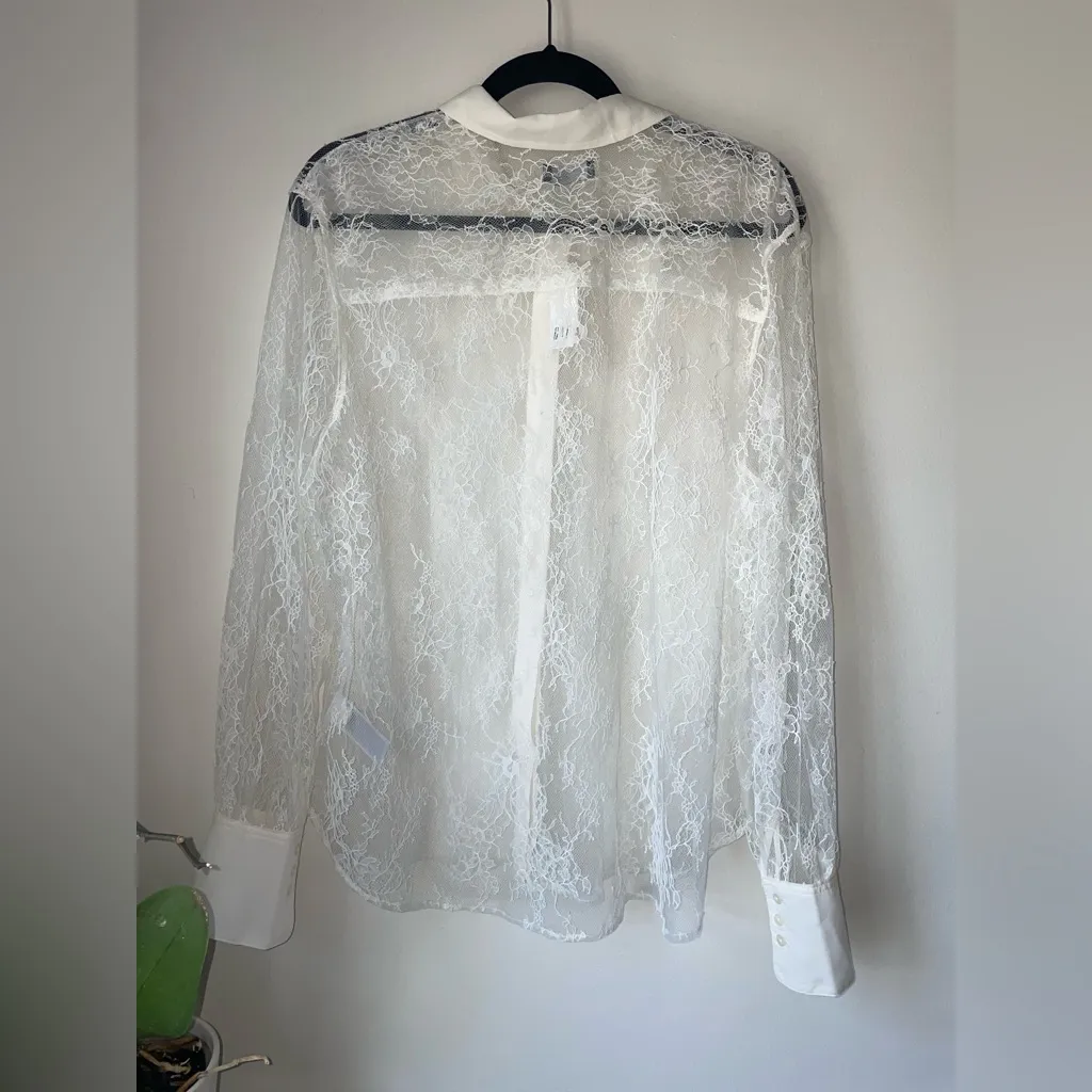 NWT Gap Sheer Lace Classic Shirt - Image 9