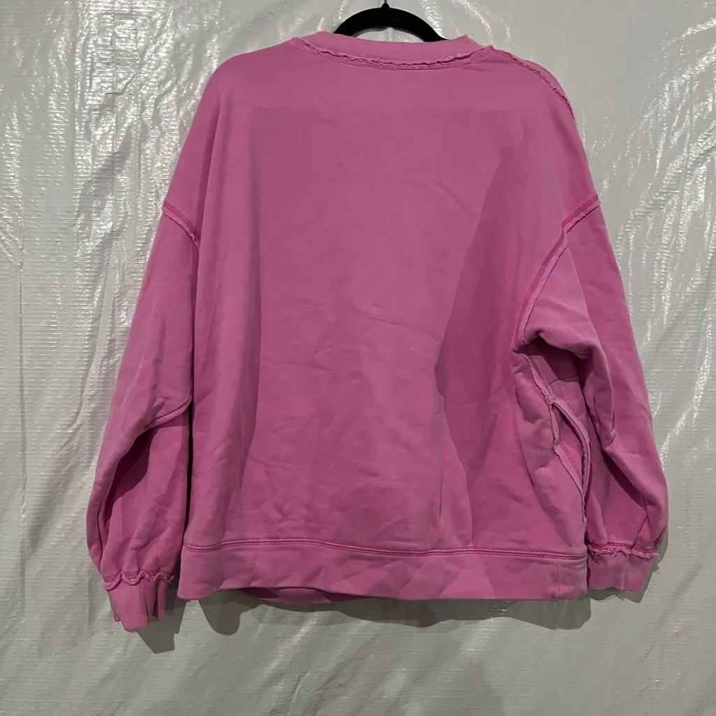 Free People Movement Pink Solid Metti Crew Neck Sweatshirt Size Medium - Image 5