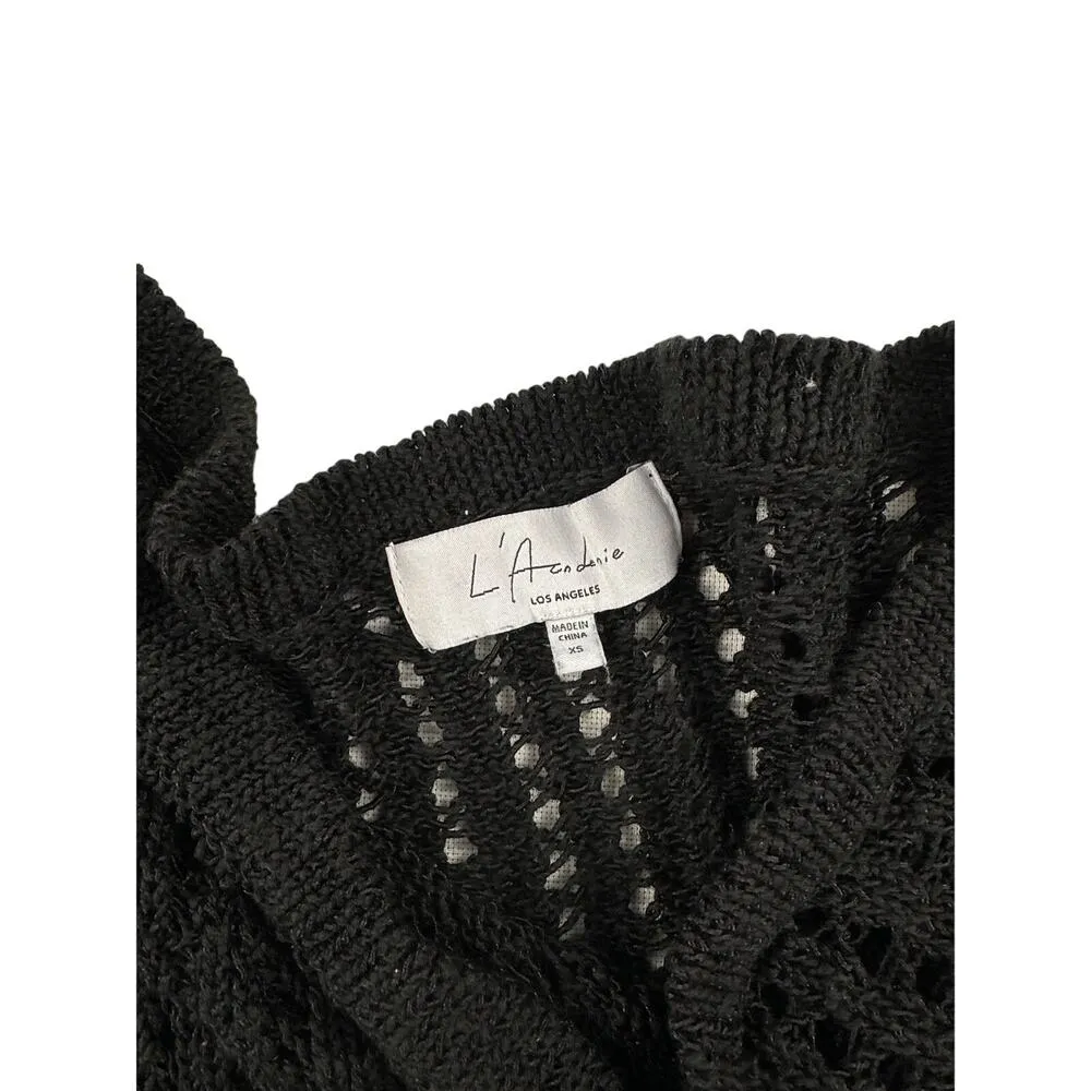 L’Academie - Odilie Crochet Off Shoulder Sweater in Black - Image 3