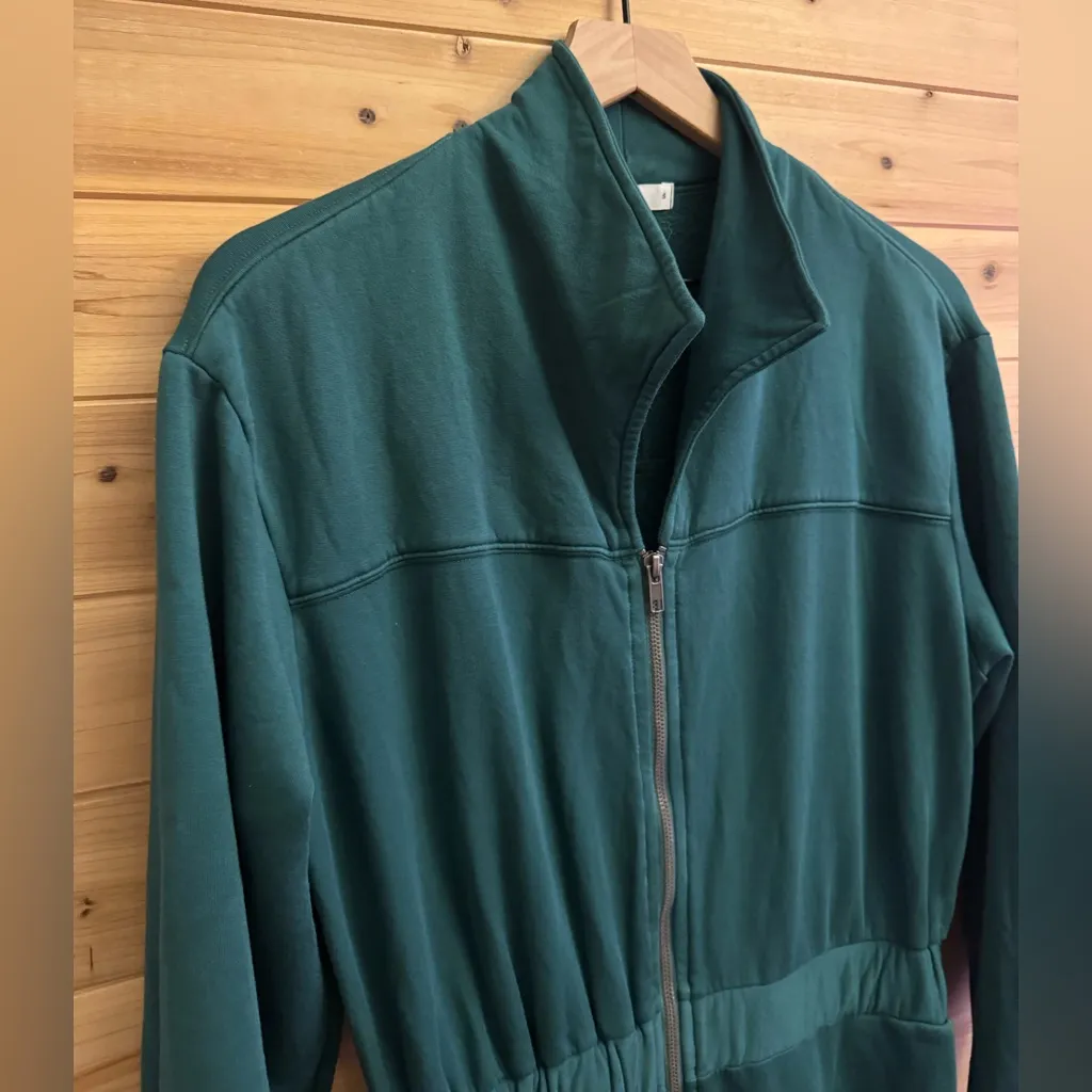 Stateside Size Small Emerald Green Fleece Long Sleeve Zippered Jumpsuit - Image 2