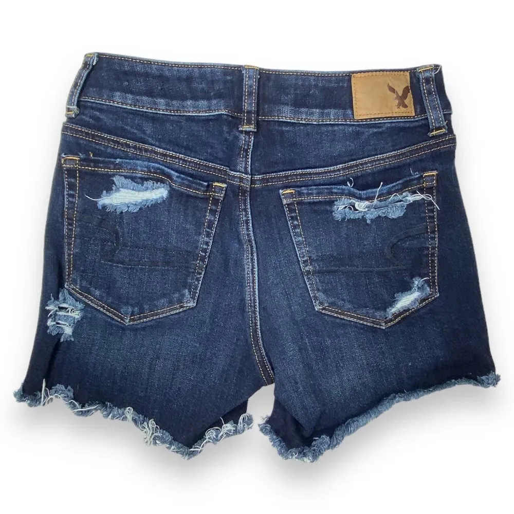 American Eagle Hi-Rise Shortie Distressed Cut Off Jean Shorts Size 0 - Image 8