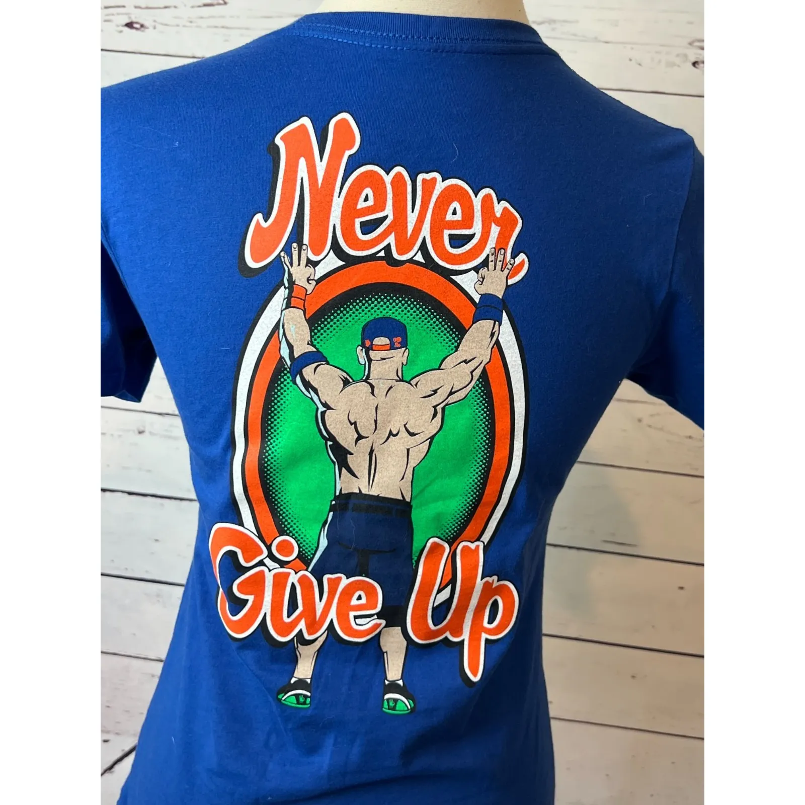 John Cena WWE tee Shirt Respect Earn It Never Give Up You Cant‎ See Me NWT Small Blue - Image 8