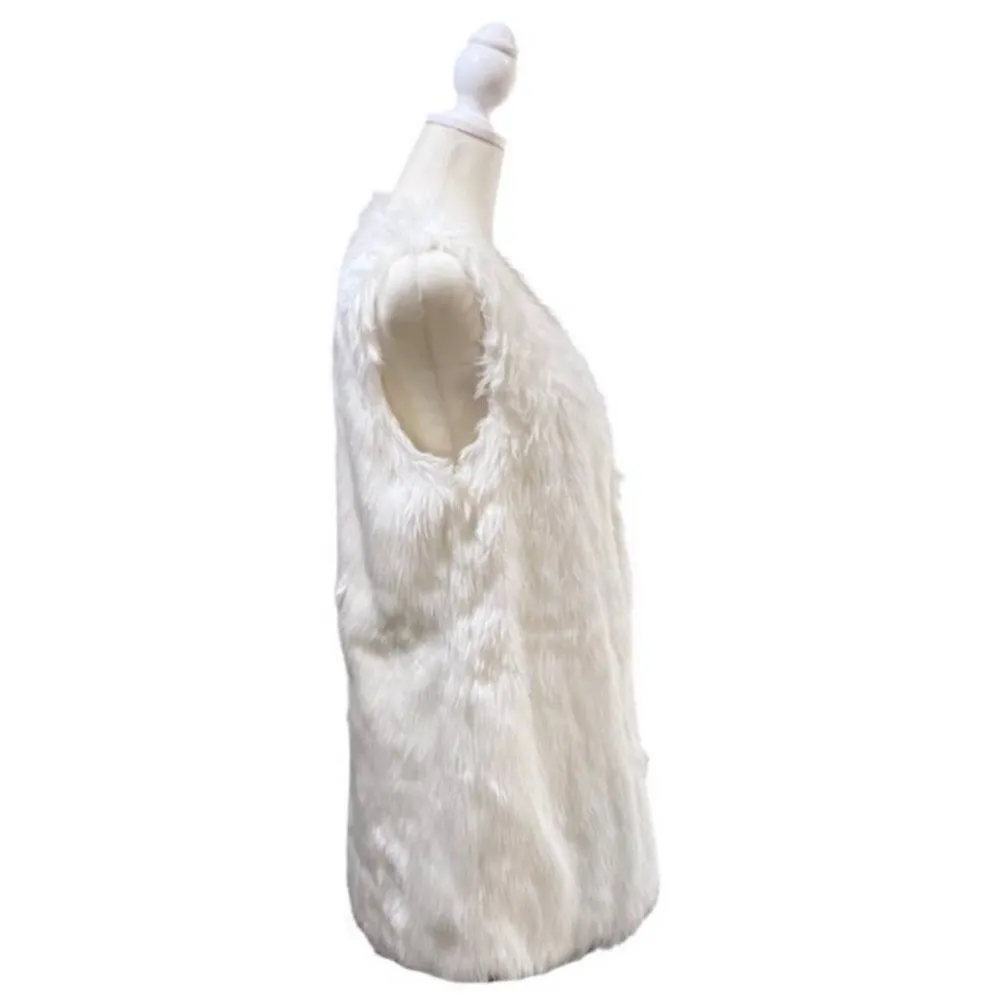 Romeo & Juliet Couture White Faux Fur Lined Hook and Eye Closure Vest Size Small - Image 3