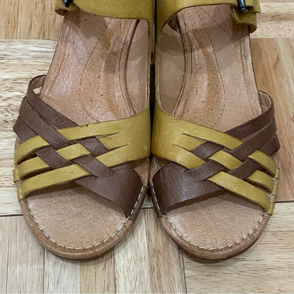 NAYA “Fausta” Yellow Woven Leather Ankle Strap Wedge Heeled Sandal Size 9 - Image 6